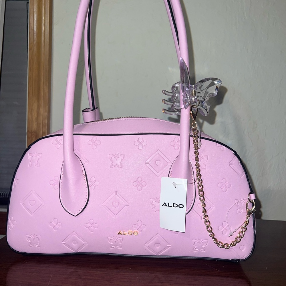 Aldo Pink Shoulder Bag with Gold Accents